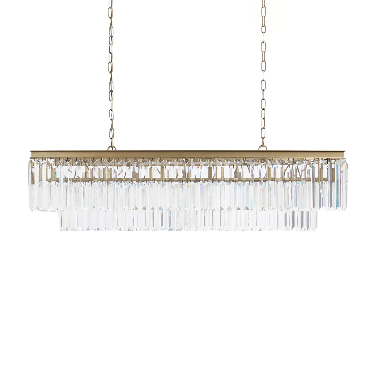 Art Leyland Crystal Tiered Rectangular Chandelier