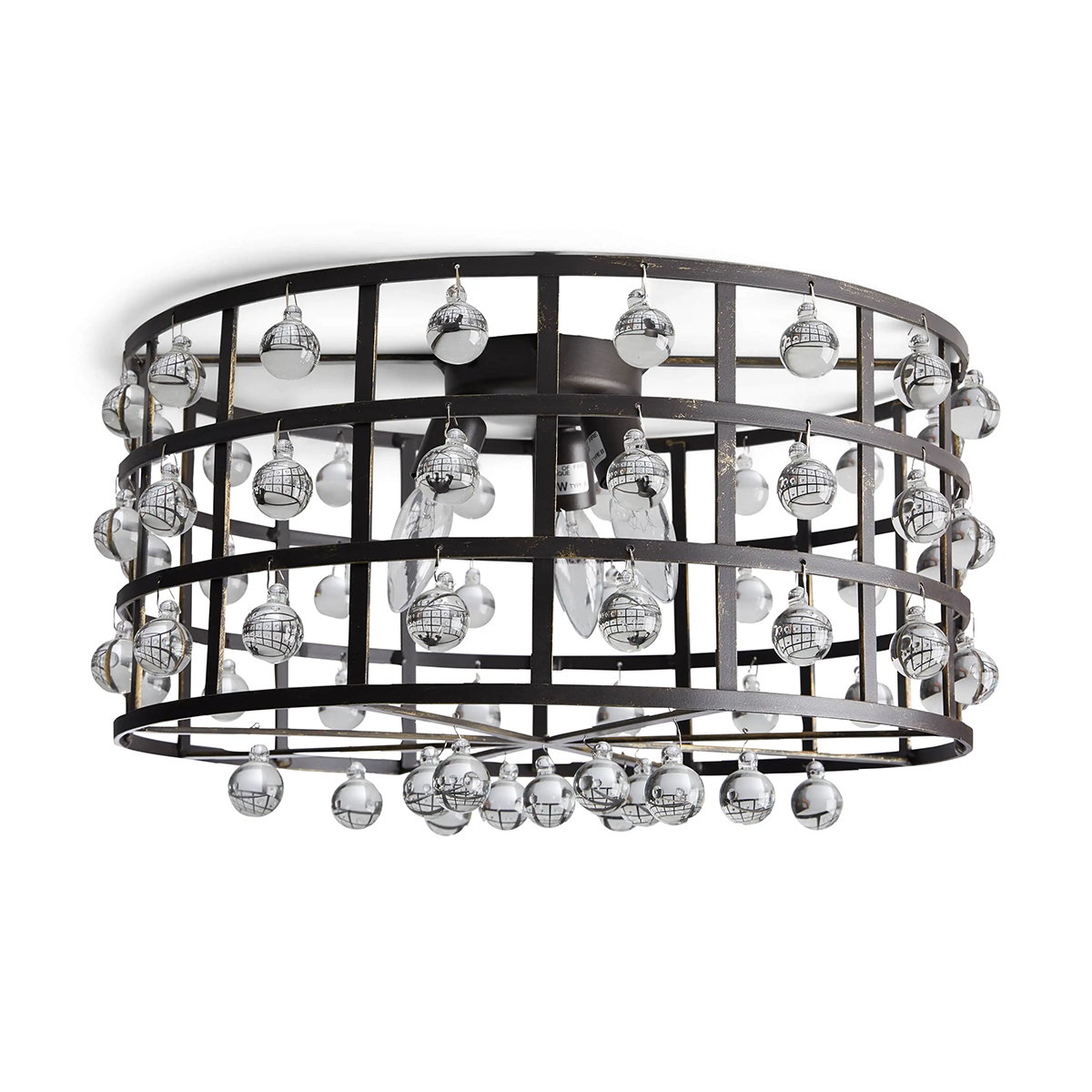 Moder Cage Crystal Flushmount