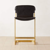 Rake Brown Leather Counter Stool