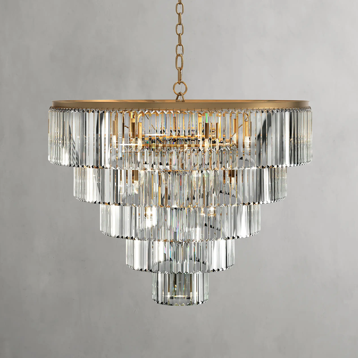 Art Leyland Crystal Tiered Round Chandelier