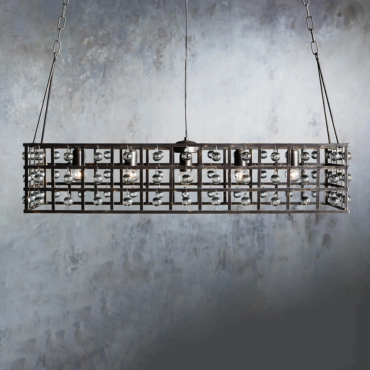 Moder Cage Crystal Rectangular Chandelier