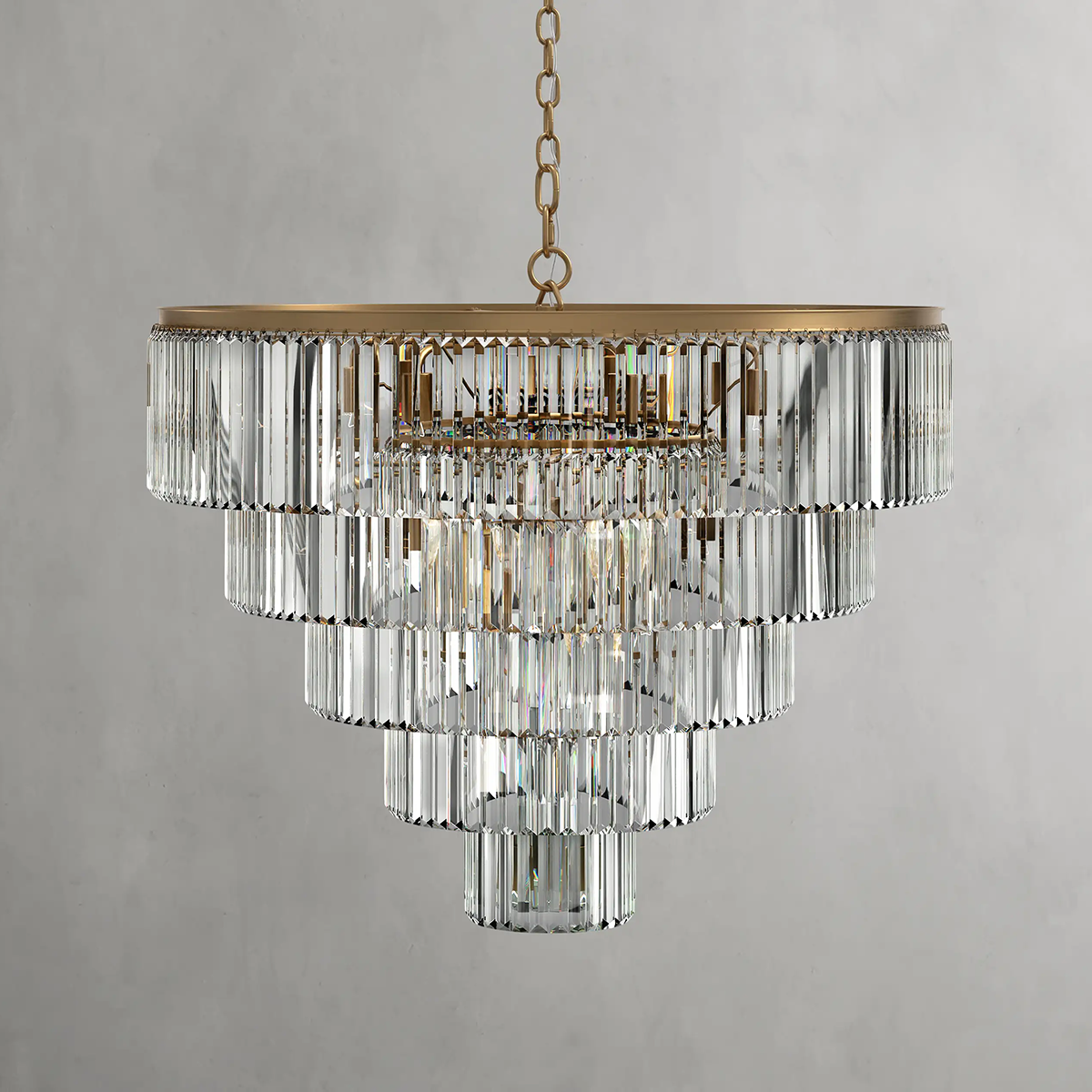 Art Leyland Crystal Tiered Round Chandelier