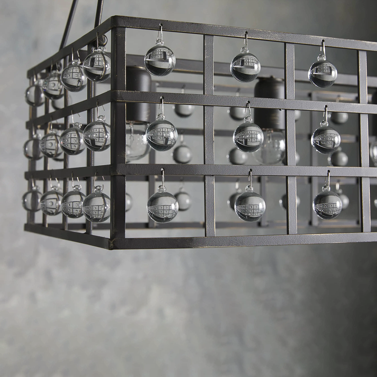 Moder Cage Crystal Rectangular Chandelier