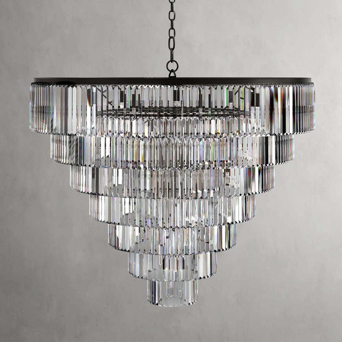 Art Leyland Crystal Tiered Round Chandelier