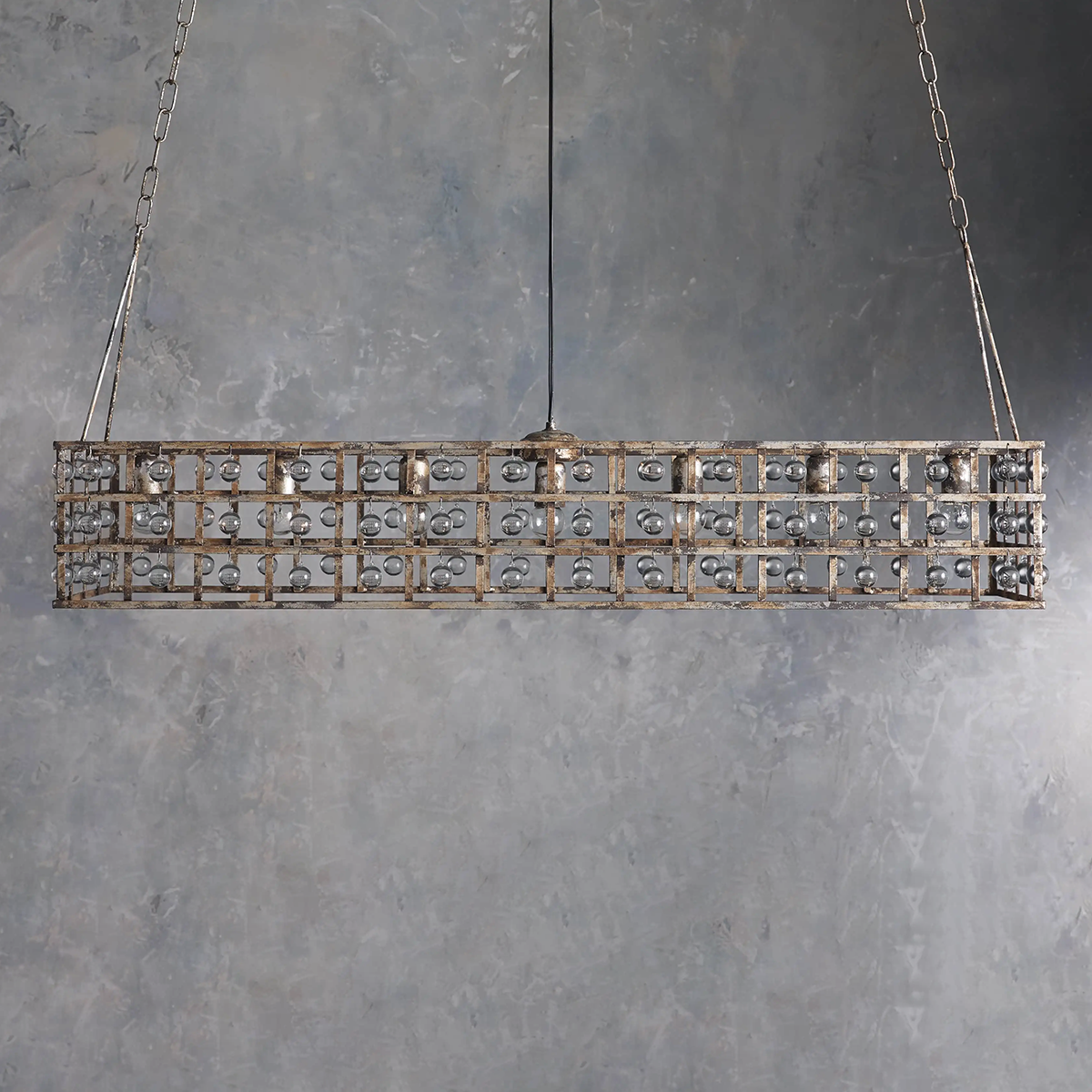 Moder Cage Crystal Rectangular Chandelier