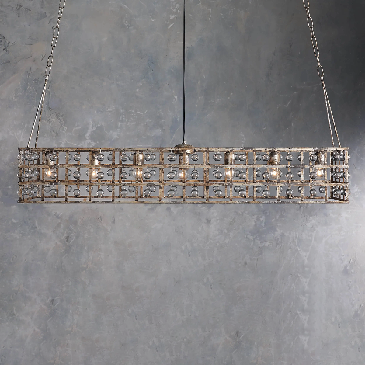 Moder Cage Crystal Rectangular Chandelier