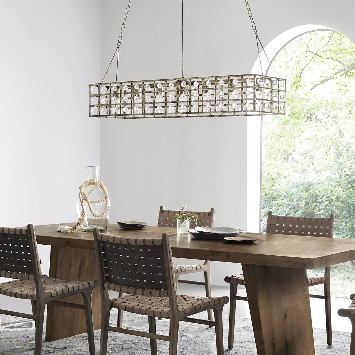 Moder Cage Crystal Rectangular Chandelier