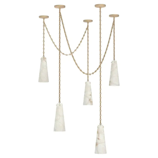 Ann Alabaster Multi-Pendants Chandelier, 5 lights