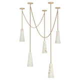 Ann Alabaster Multi-Pendants Chandelier, 5 lights