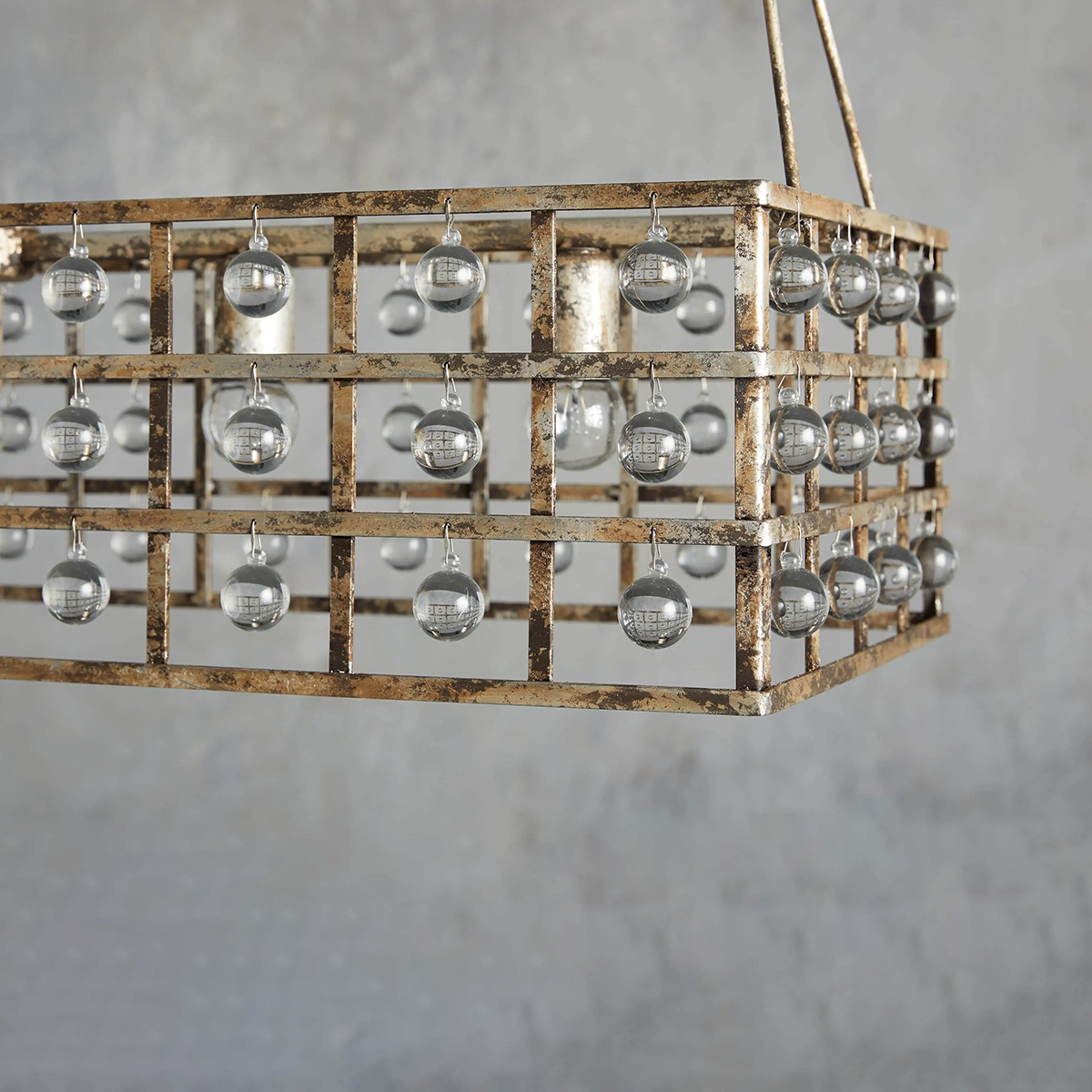 Moder Cage Crystal Rectangular Chandelier