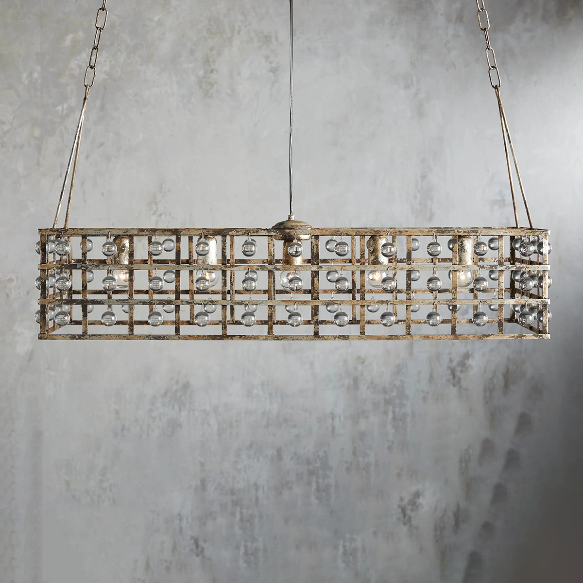 Moder Cage Crystal Rectangular Chandelier