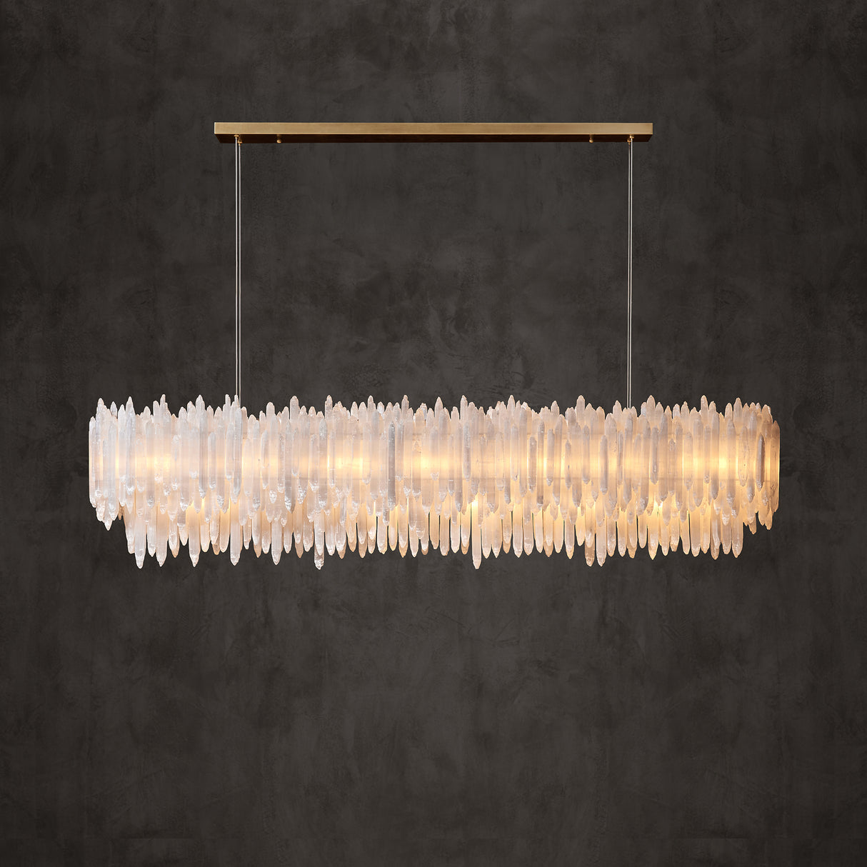 Art Selenite Layer Rectangular Chandelier