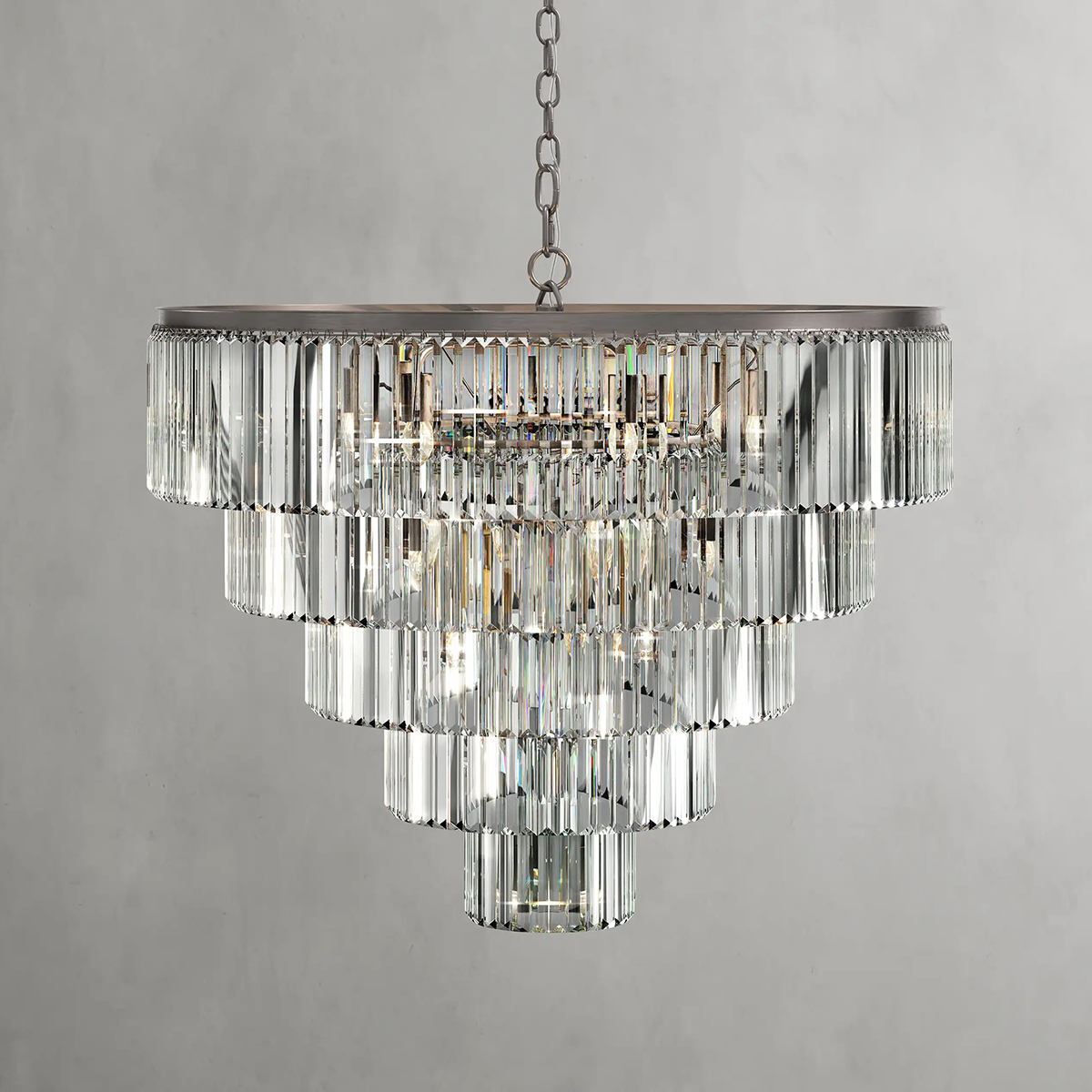 Art Leyland Crystal Tiered Round Chandelier