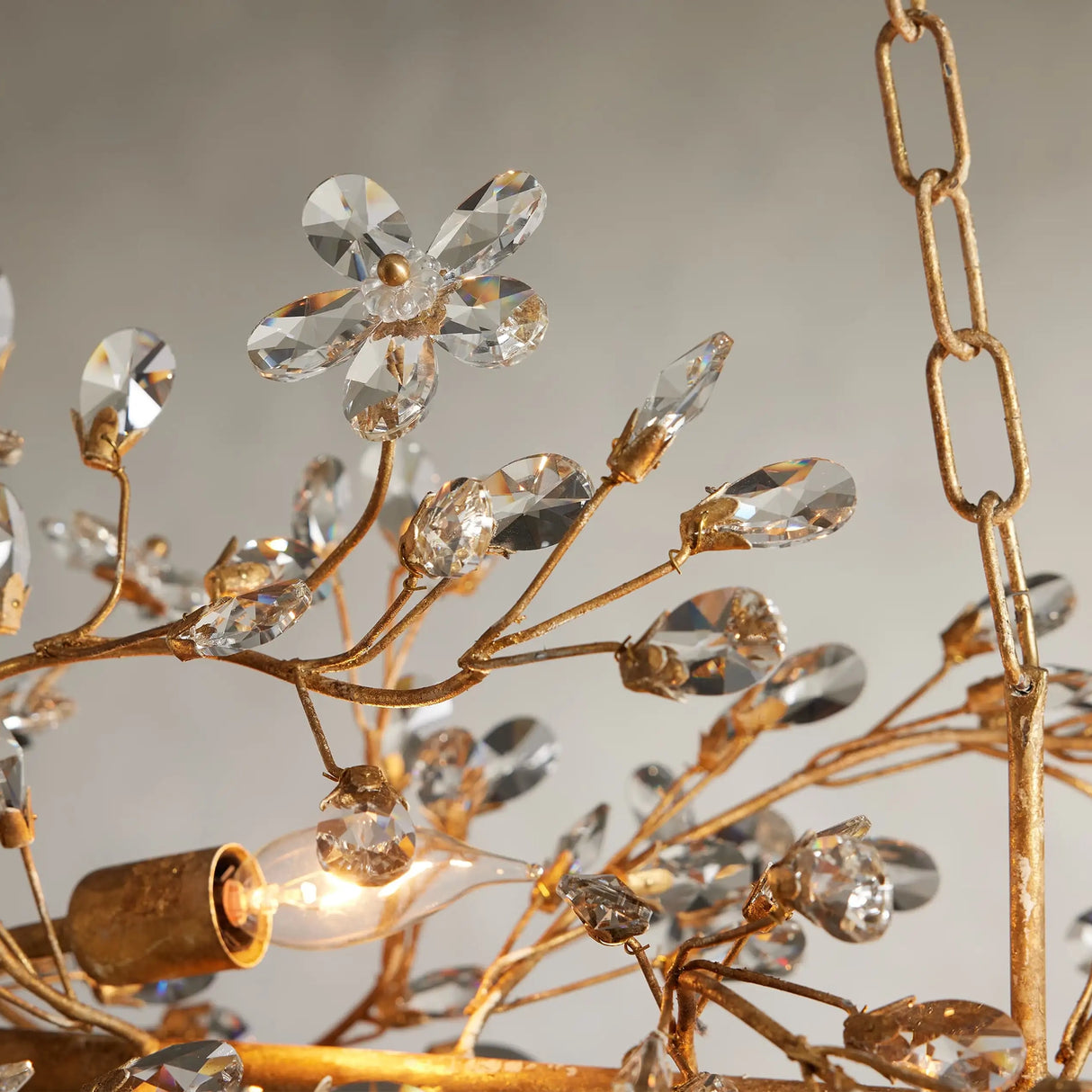 Crystal Flowers Fiore Linear Chandelier