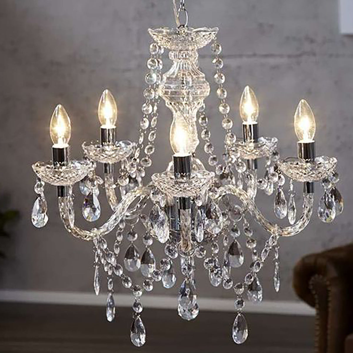 Annie Crystal Round Chandelier Natural