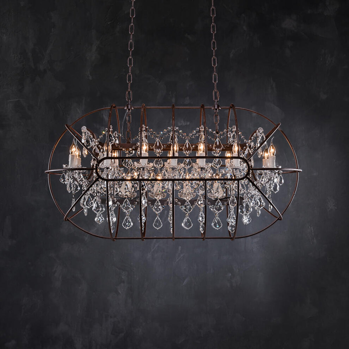 Annie Gyro Crystal Rectangular Chandelier