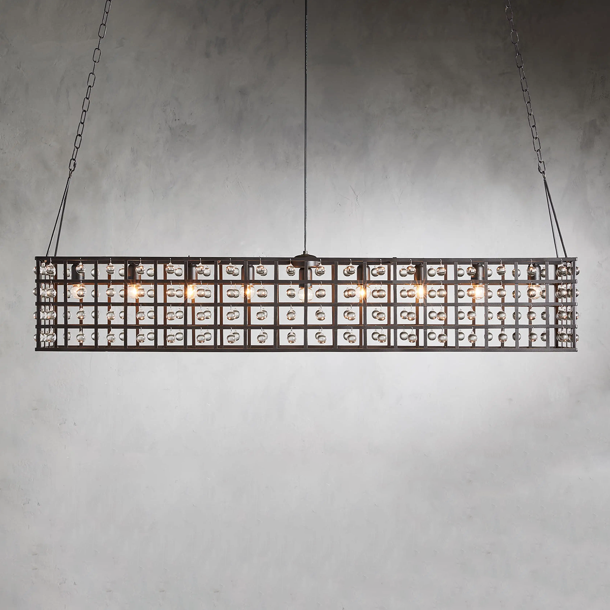 Moder Cage Crystal Rectangular Chandelier