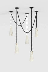 Ann Alabaster Multi-Pendants Chandelier, 5 lights