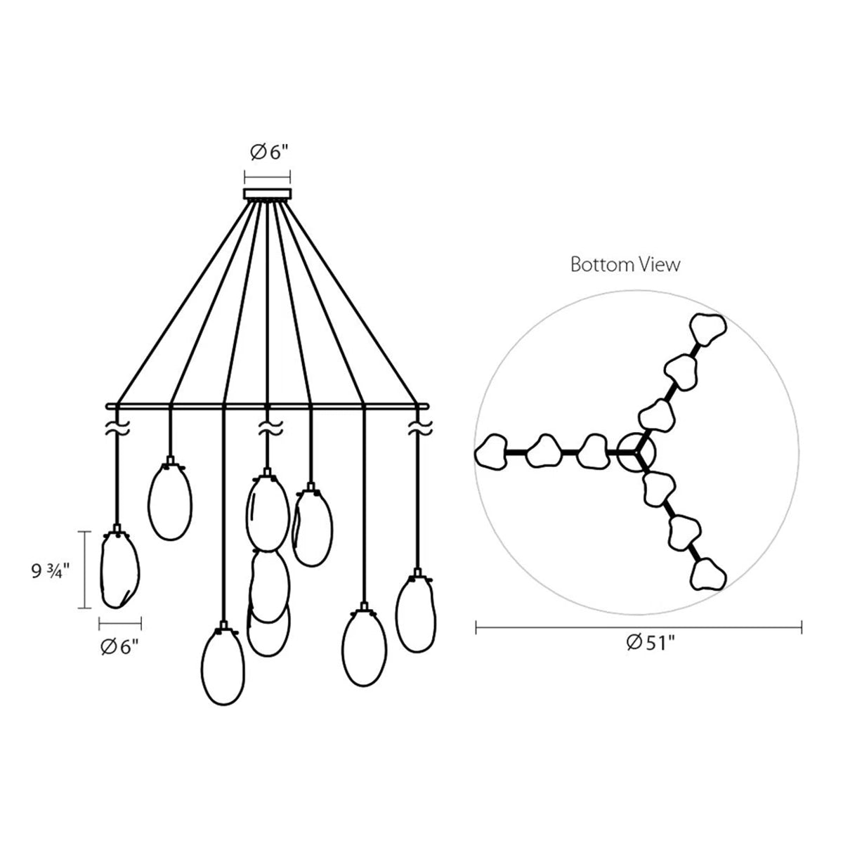 Fluid Bracket Pendant Chandelier 9-Light