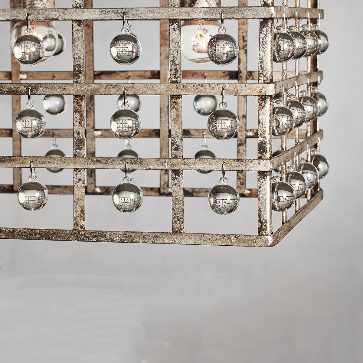 Moder Cage Crystal Rectangular Chandelier