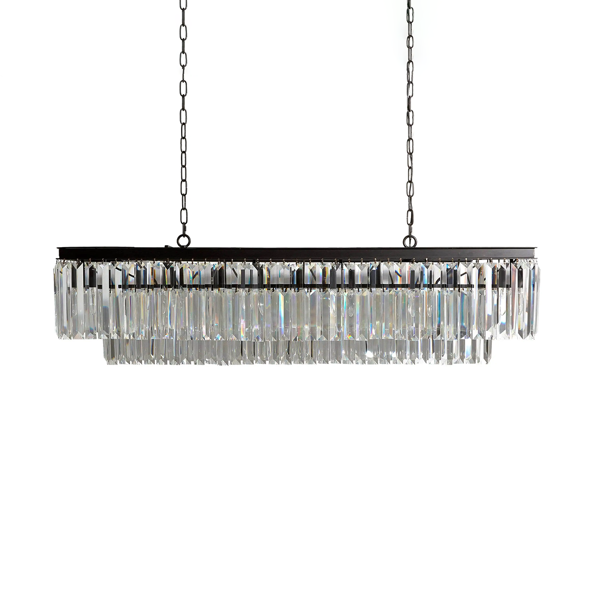 Art Leyland Crystal Tiered Rectangular Chandelier