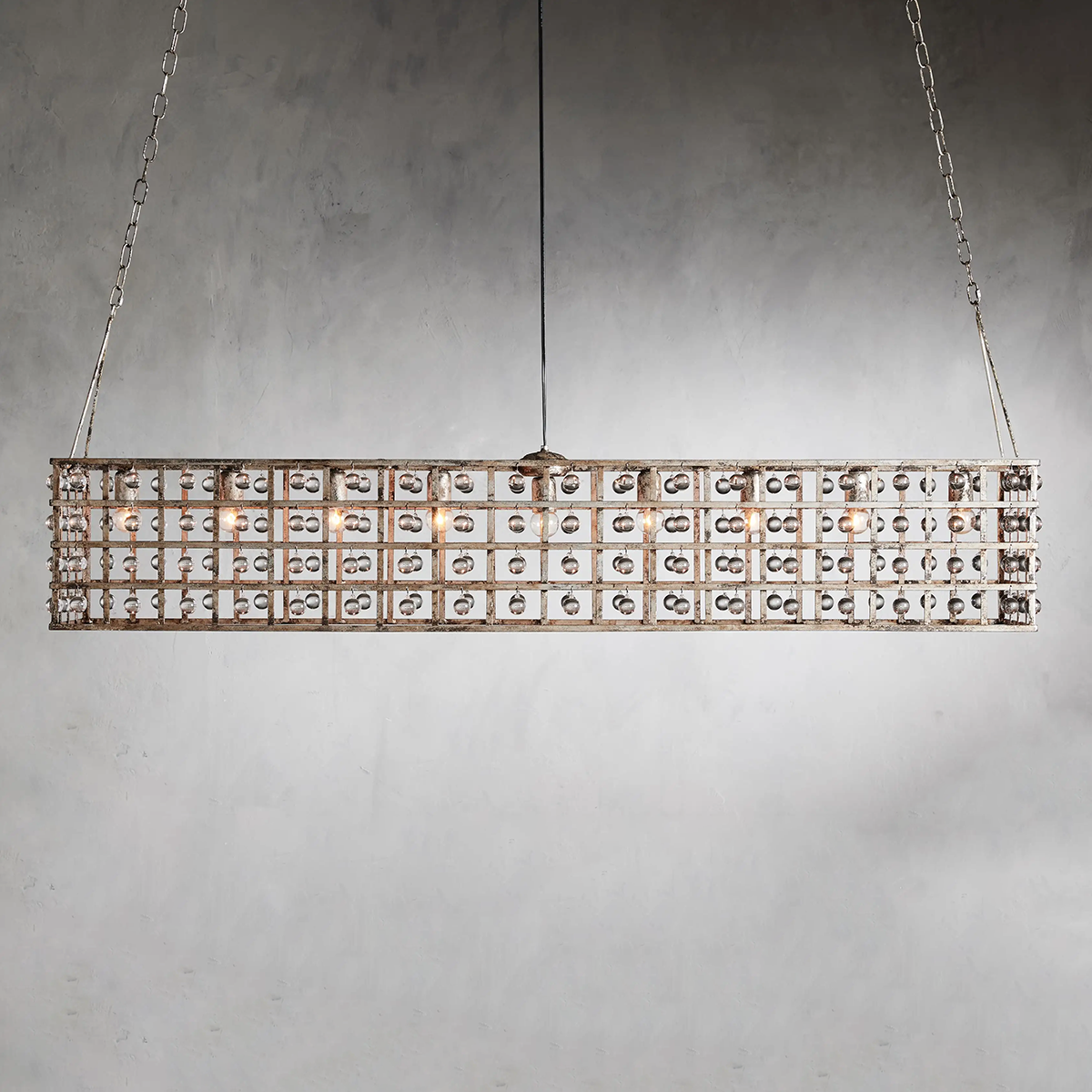 Moder Cage Crystal Rectangular Chandelier