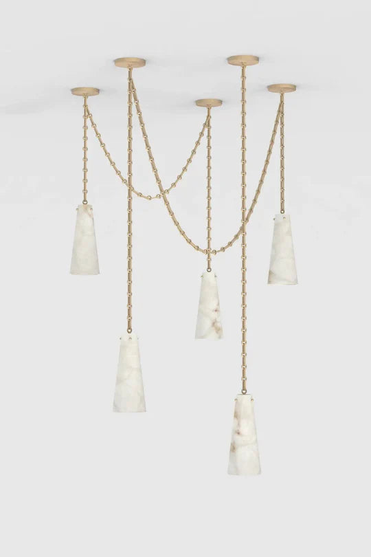 Ann Alabaster Multi-Pendants Chandelier, 5 lights