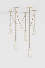 Ann Alabaster Multi-Pendants Chandelier, 5 lights