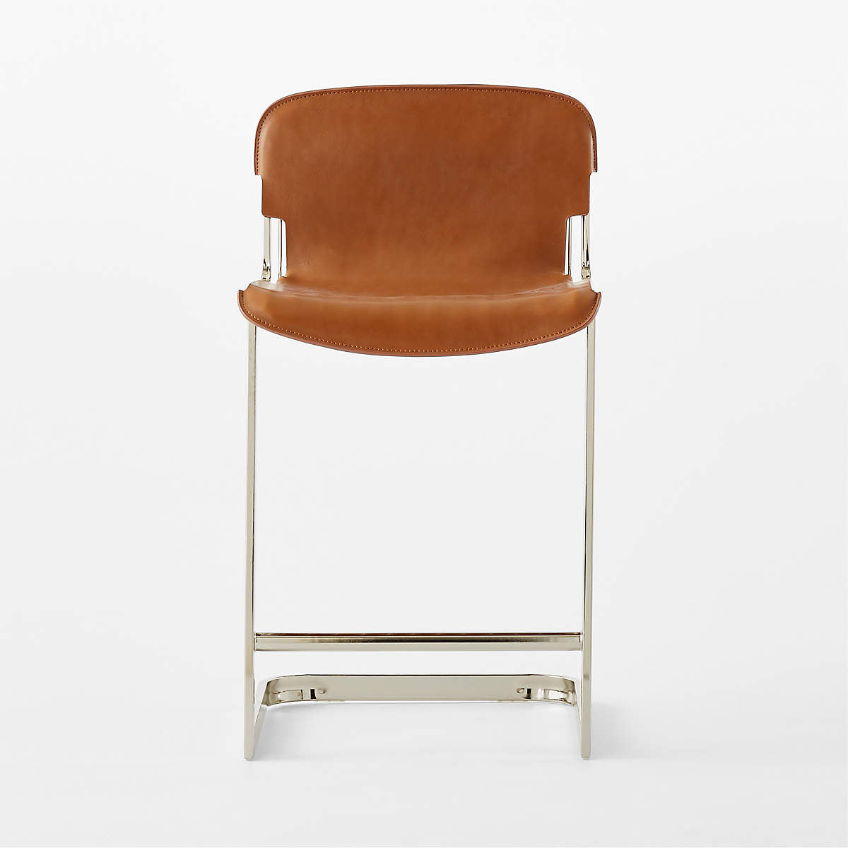 Rake Brown Leather Counter Stool