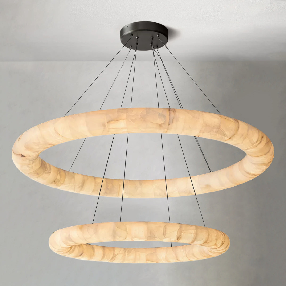 Alabaster Lisse 2 Tier Round Chandelier 61