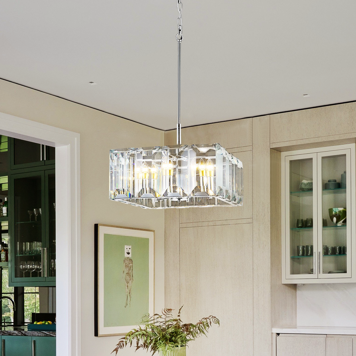 Harlow Crystal Square Chandelier 24"