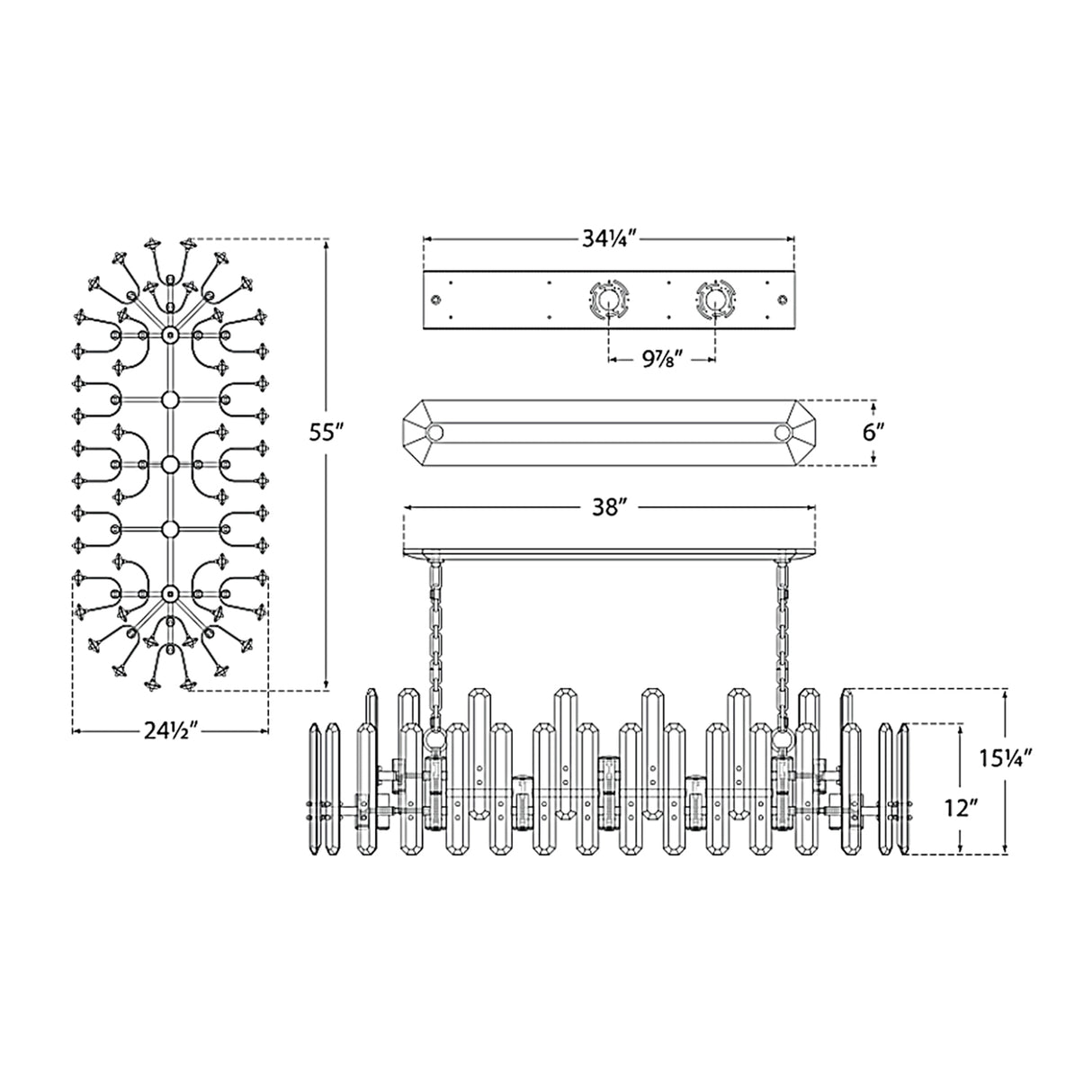 Bonn Linear Chandelier