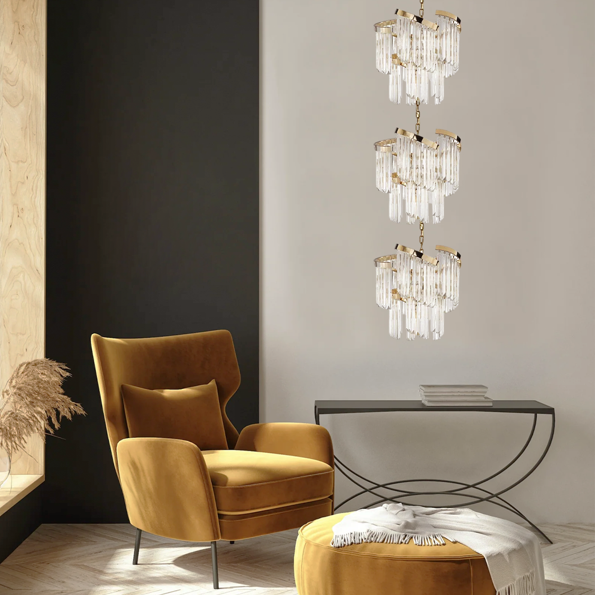 Twin Palms Crystal Round Multi-Tier Chandelier