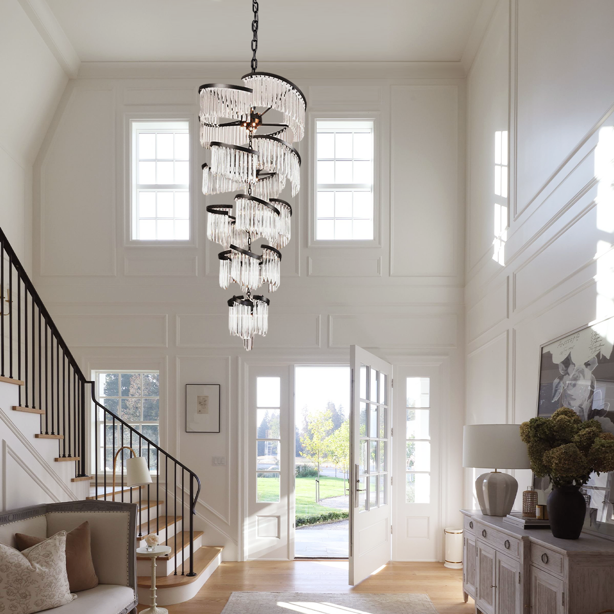 Twin Palms Crystal Round Multi-Tier Chandelier