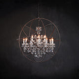 Annie Gyro Crystal Round Chandelier Antique Rust