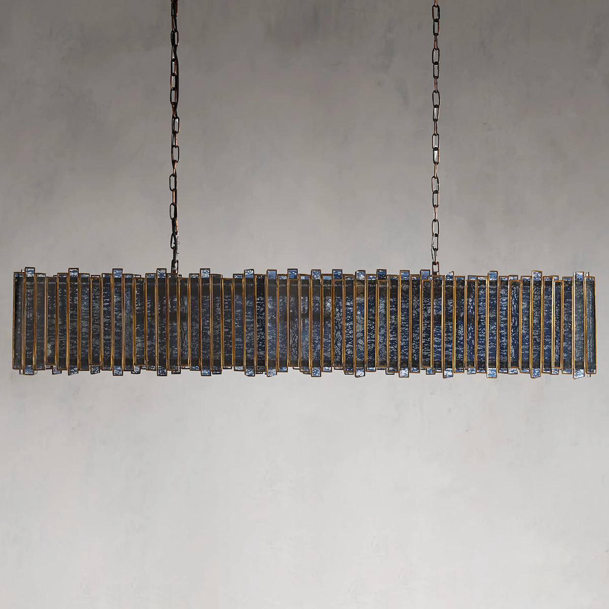 Artistic Antique Glass Lailar Rectangular Chandelier