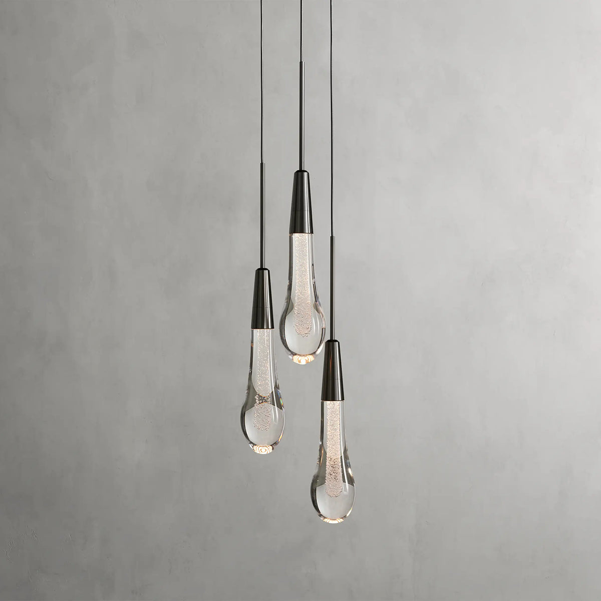 Rain Glass Soltaire 3-Light Pendant