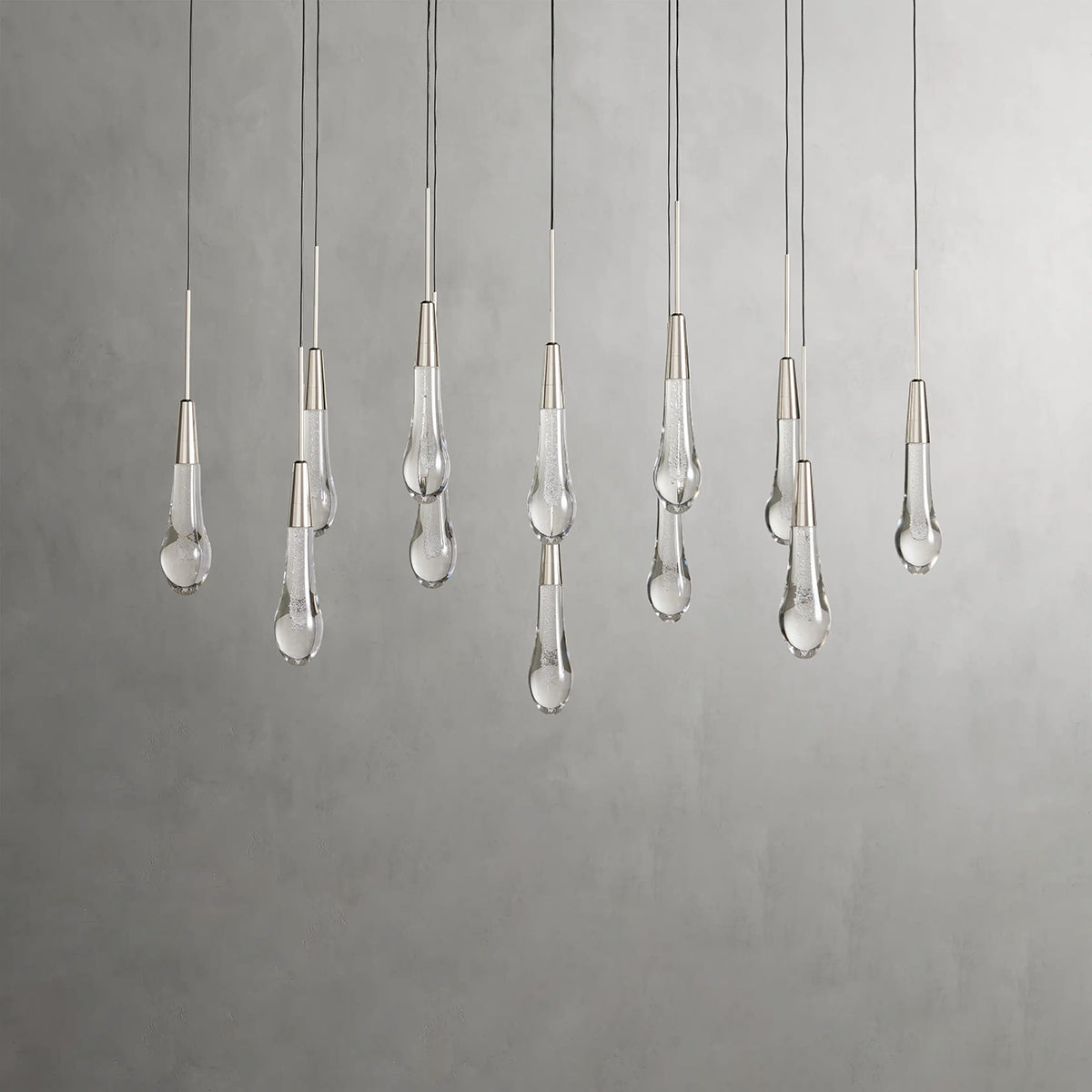 Rain Glass Soltaire 37" Linear Chandelier