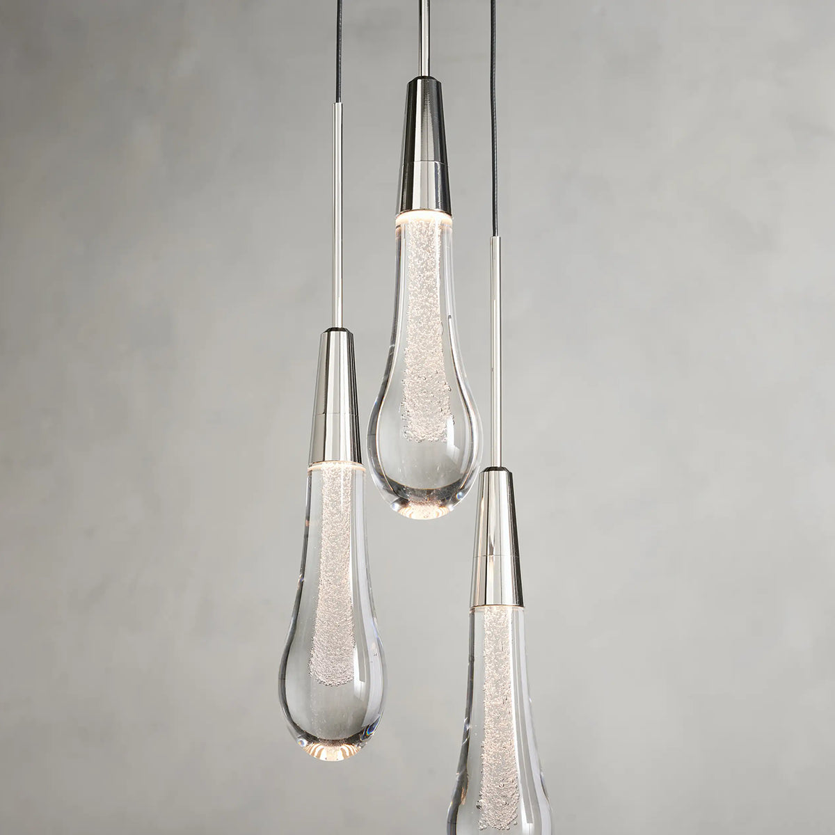 Rain Glass Soltaire 3-Light Pendant