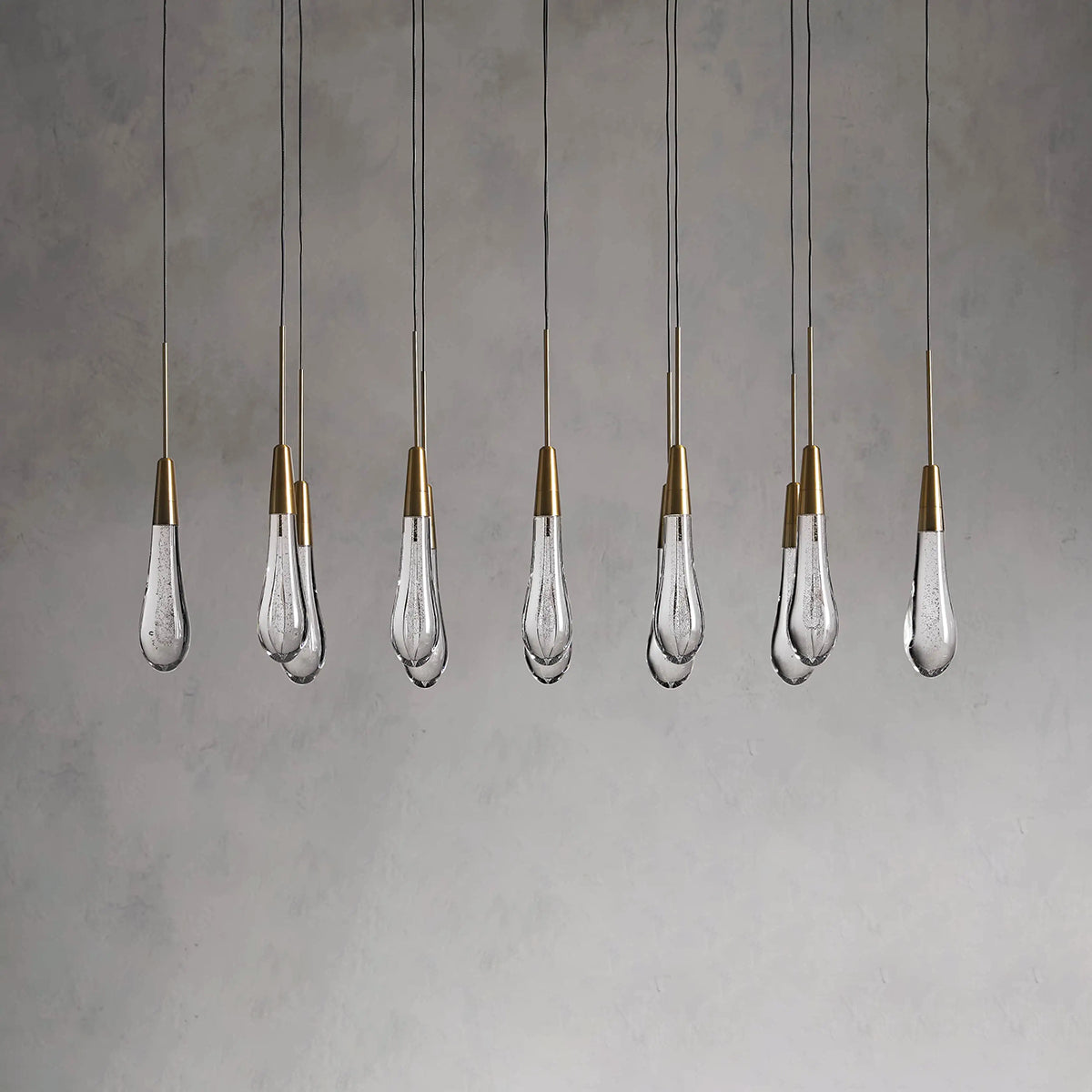 Rain Glass Soltaire 37" Linear Chandelier