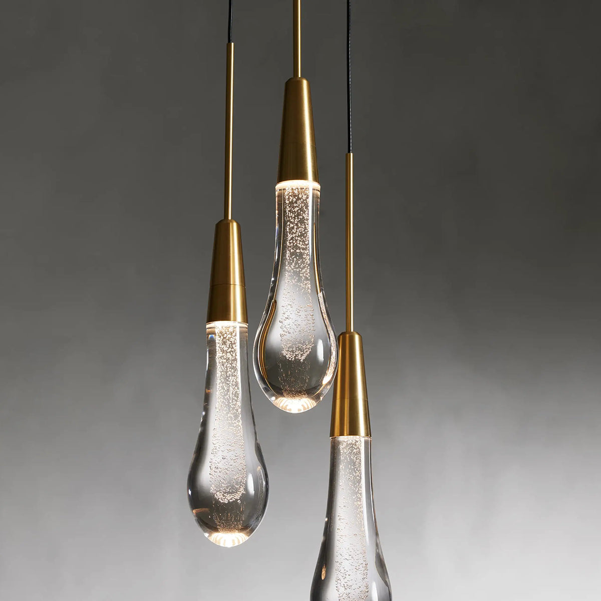 Rain Glass Soltaire 3-Light Pendant