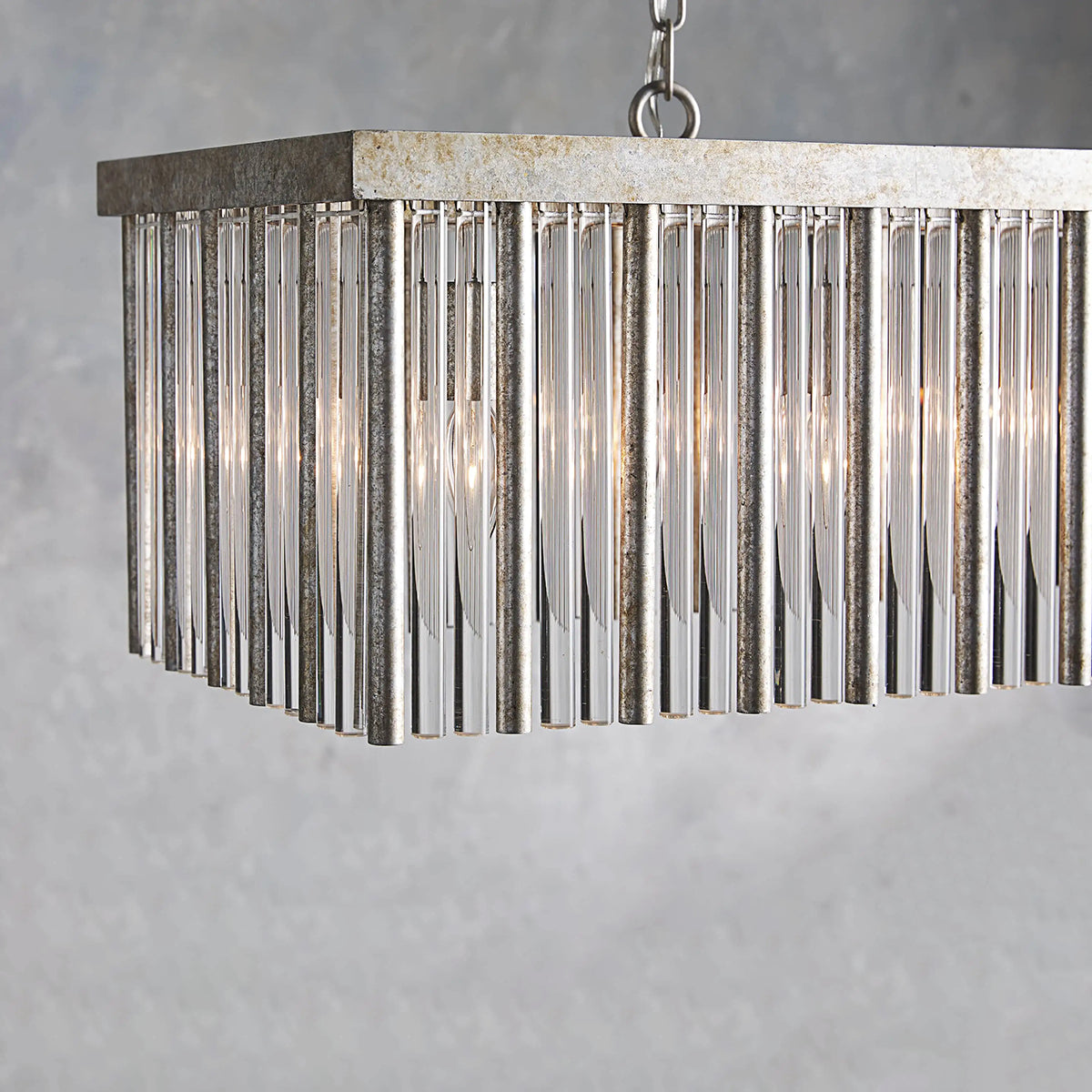 Handmade Art Glass Crystal Andalusia Rectangular Chandelier