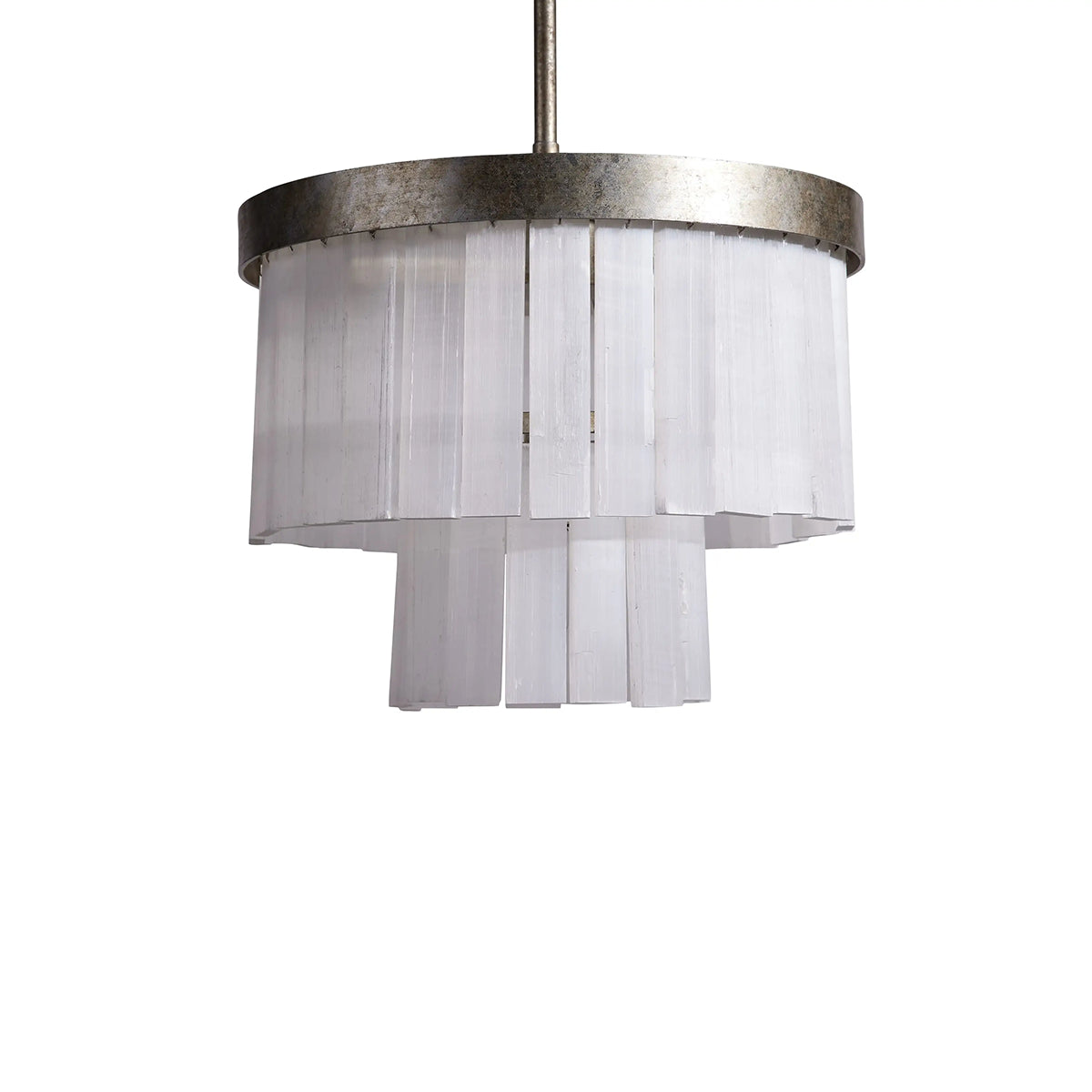 Art White Selenite Modern Cameron 2 Tier Chandelier