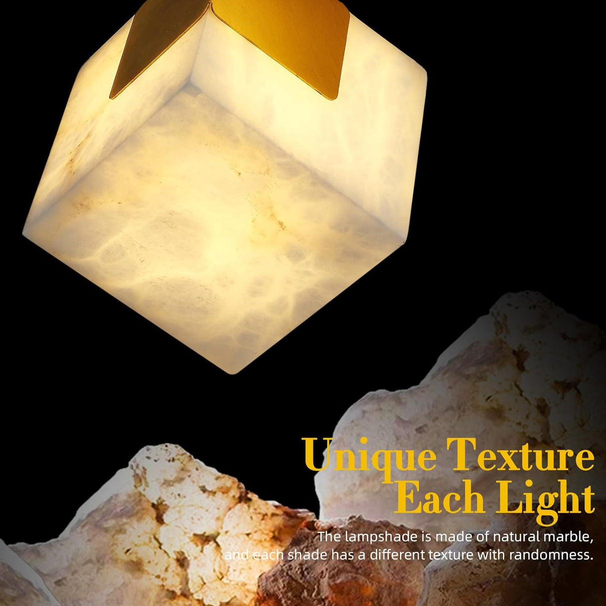 Square Cube Alabaster Pendant Lights