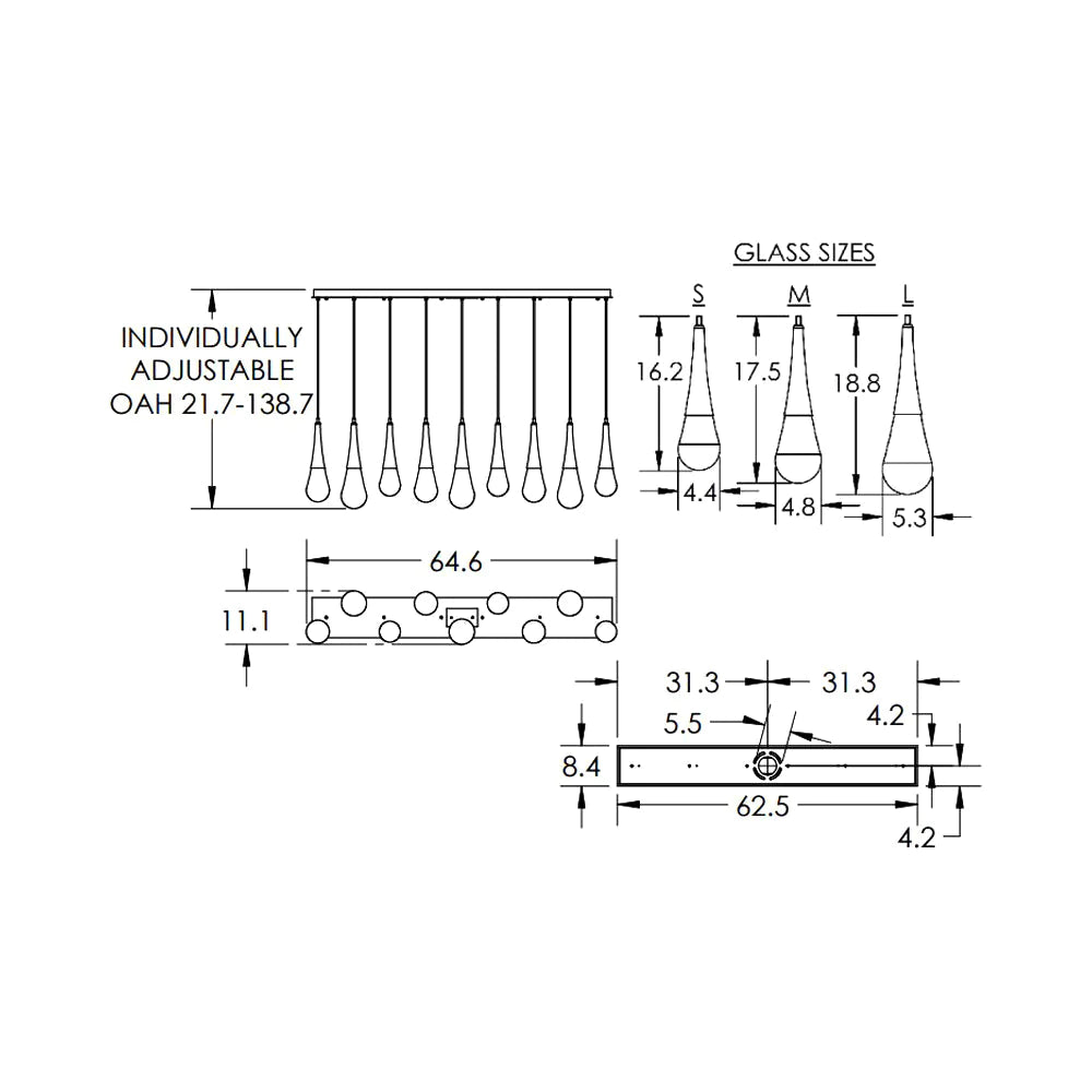 Rain LED Linear Chandelier