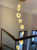 Alabaster Long Foyer Staircase Pendant Light 59'' 79'' 98'' 138''H