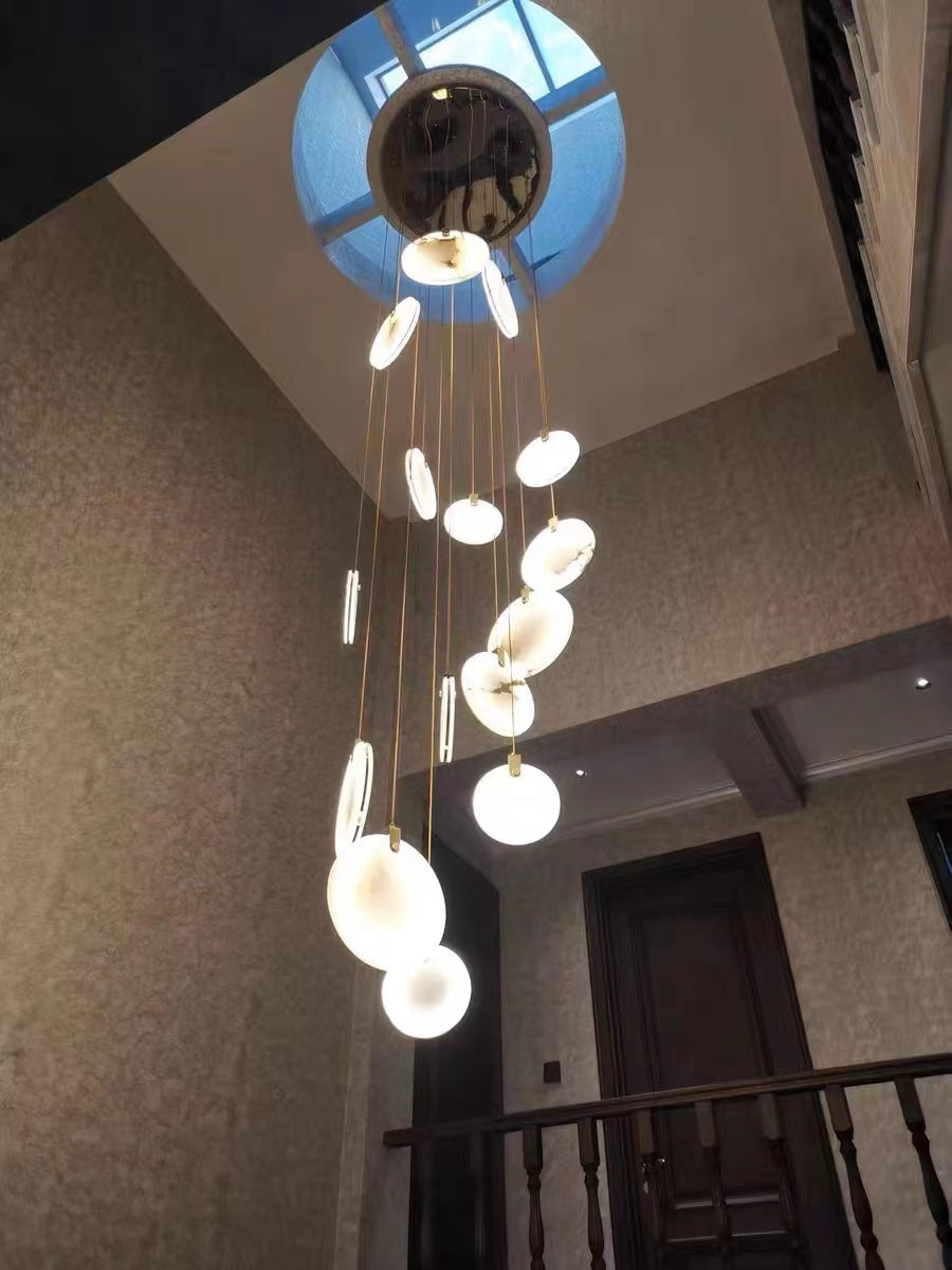 Alabaster Long Foyer Staircase Pendant Light 59'' 79'' 98'' 138''H