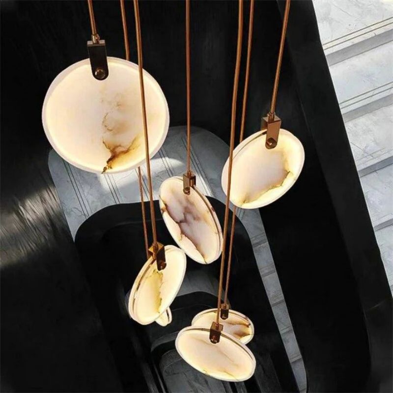 Alabaster Long Foyer Staircase Pendant Light 59'' 79'' 98'' 138''H