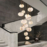 Alabaster Long Foyer Staircase Pendant Light 59'' 79'' 98'' 138''H