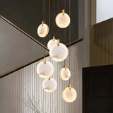 Alabaster Long Foyer Staircase Pendant Light 59'' 79'' 98'' 138''H